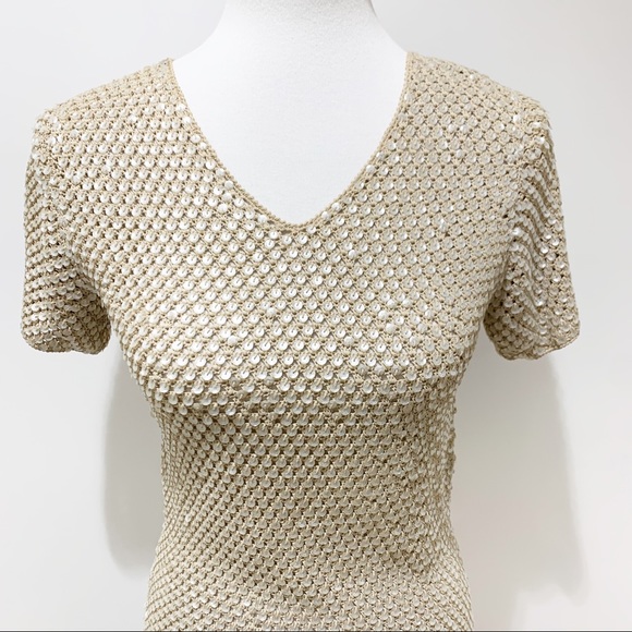 Oscar de la Renta beaded embroidered top Sz Small - Picture 2 of 7